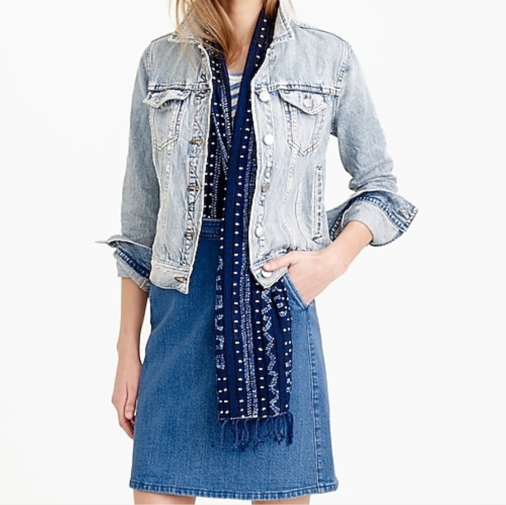 J.Crew Indigo Calyer wash destroyed denim jacket